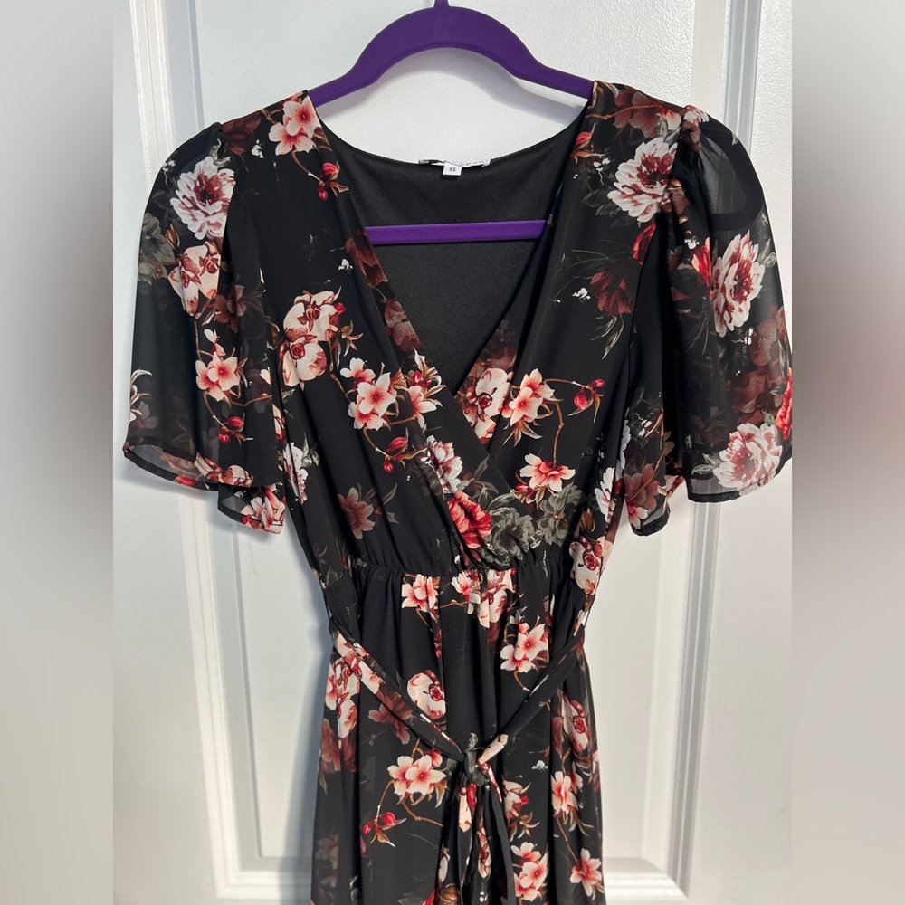 Baltic Born Winona Short Dress Floral Black and Pink